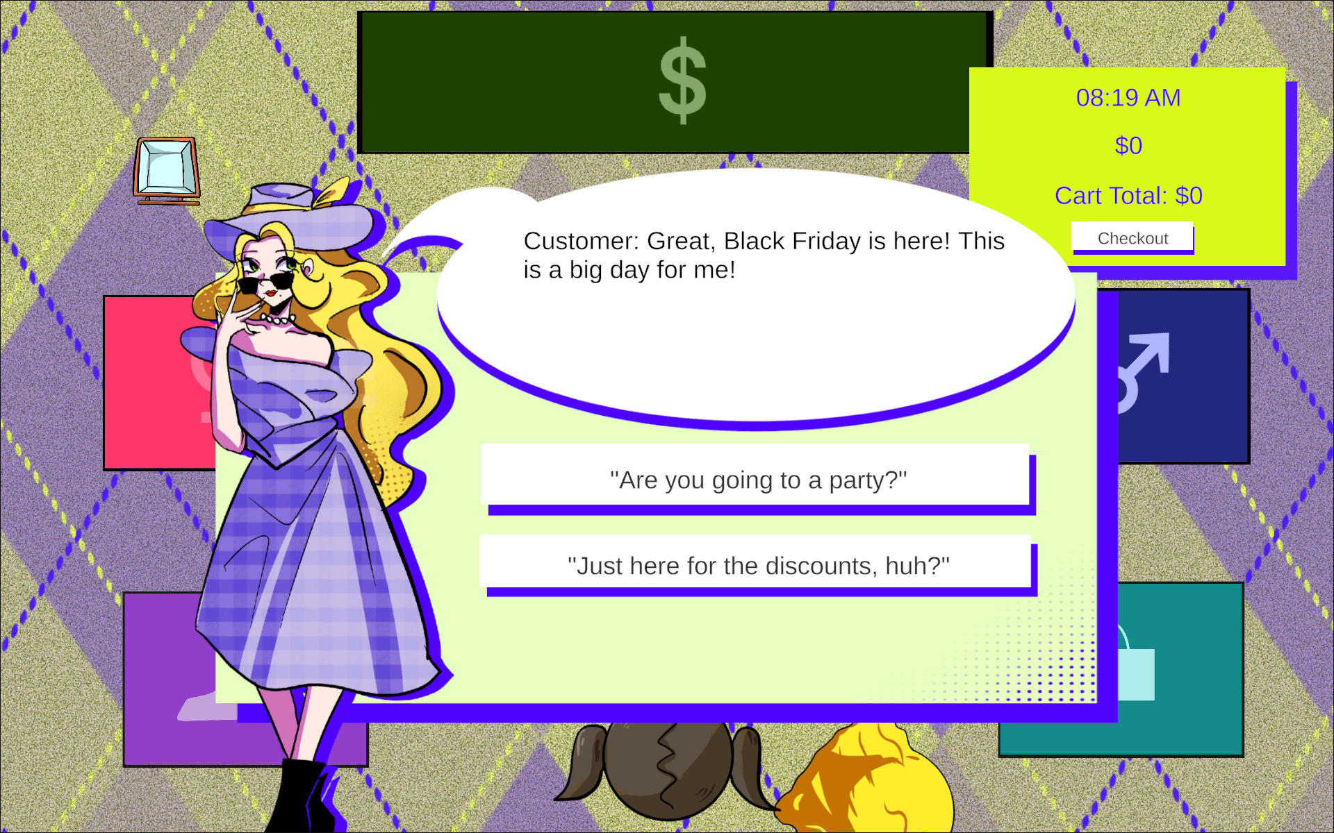 Black Friday customer dialogue with response choices